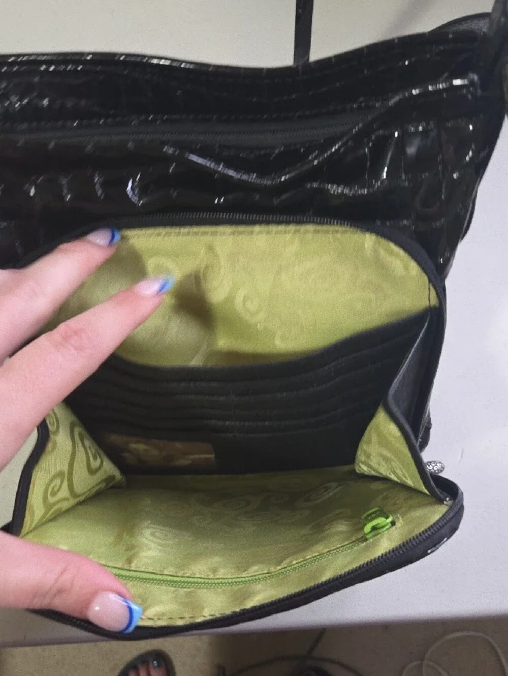 Brighton Black Croc-Embossed Shoulder Bag -